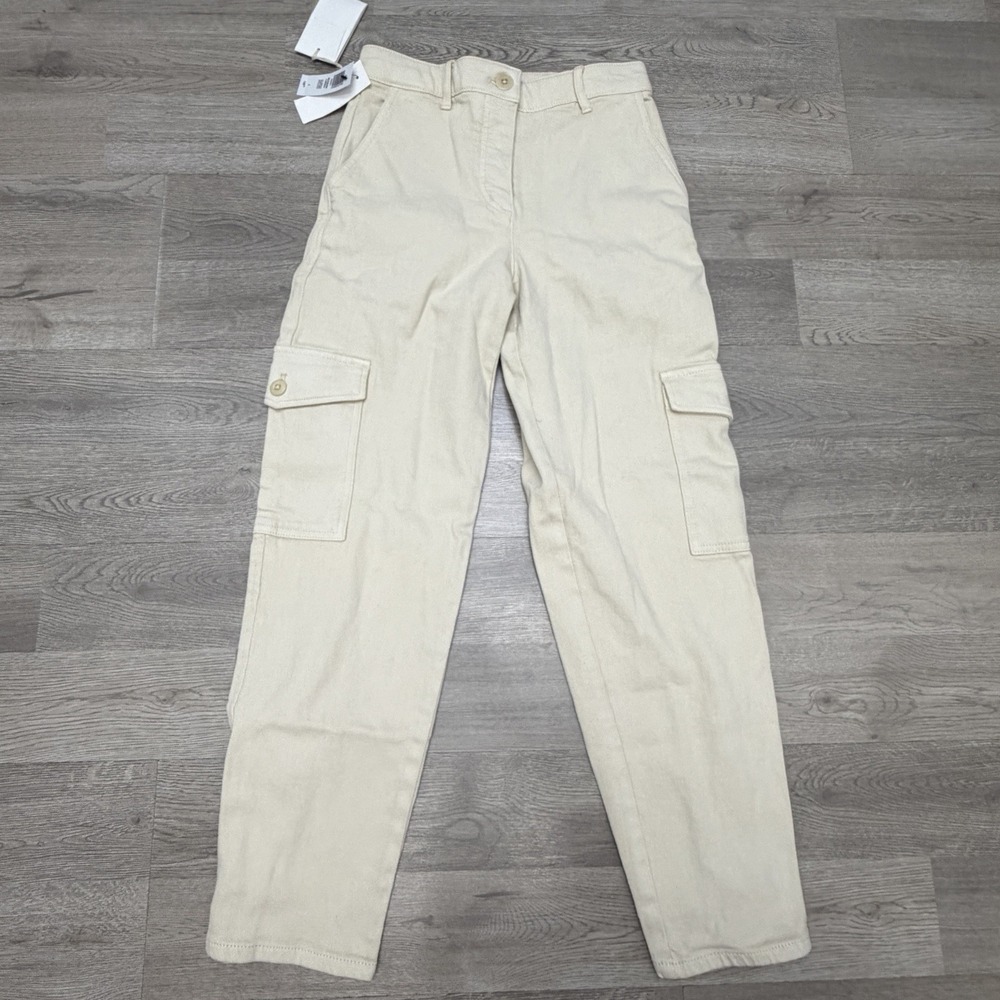 Wilfred Free Aritzia Modern Cargo Pant Birch Size 2 NWT High Rise Button Ankle